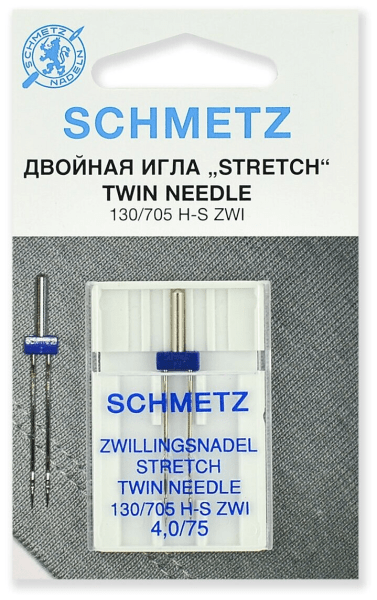 Иглы Schmetz стрейч двойные 130/705 H-S ZWI 4,0/75, 1 шт в Кремёнках